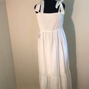 White cotton new eyelet dress NWT